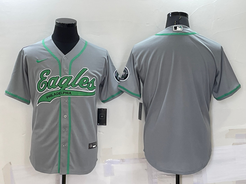 Men's Philadelphia Eagles Blank Grey Cool Base Stitched Baseball Jersey